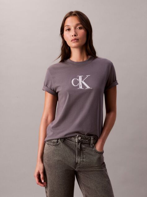 Gri Tricou Classic Monogram Cu Paiete  Femei