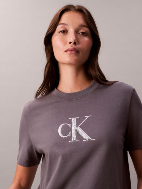 Gri Tricou Classic Monogram Cu Paiete  Femei