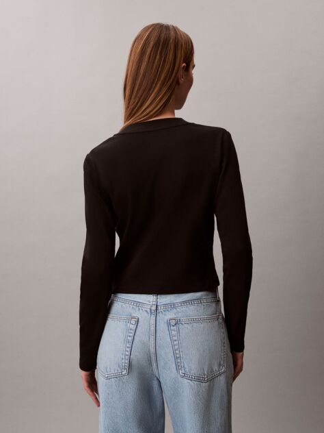 Negru Tricou Pentru Bebelusi Cu Maneci Lungi Si Logo Monogram  Femei