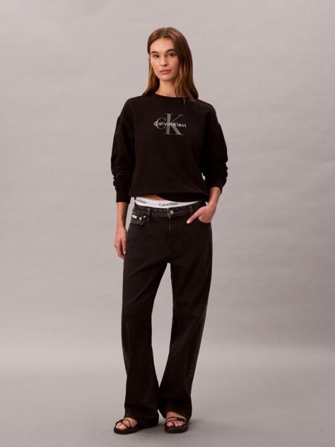 Negru Bluza Relaxata Cu Monograma  Femei