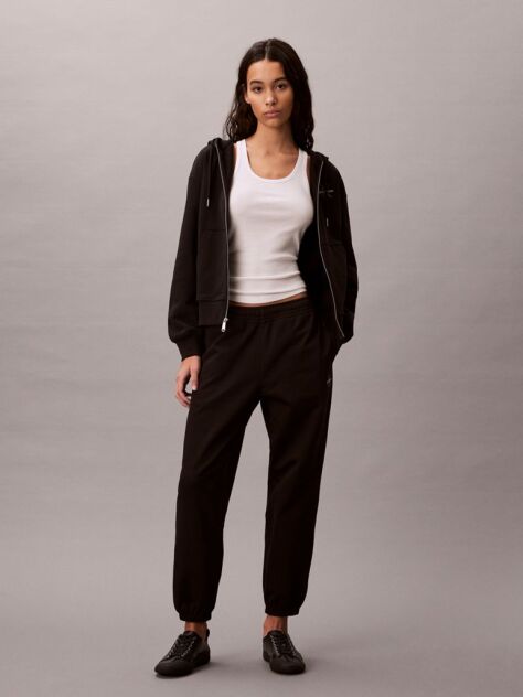 Negru Pantaloni Jogger Din Bumbac Terry Cu Monograma  Femei