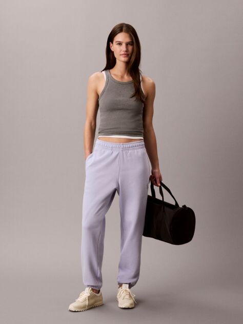 Mov Pantaloni Jogger Din Bumbac Terry Cu Monograma  Femei