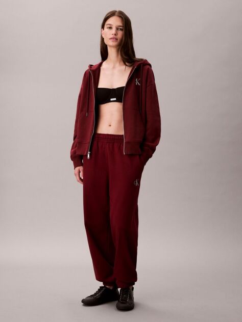 Rosu Pantaloni Jogger Din Bumbac Terry Cu Monograma  Femei