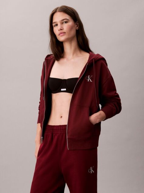 Rosu Pantaloni Jogger Din Bumbac Terry Cu Monograma  Femei