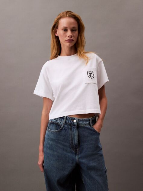 Alb Tricou Scurt Cu Logo Scut  Femei