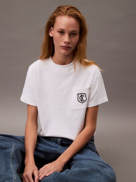 Alb Tricou Scurt Cu Logo Scut  Femei
