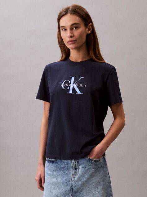 Albastru Tricou Cu Logo Monograma  Femei