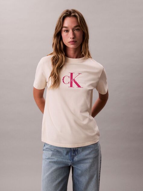 Alb Tricou Cu Logo Monograma  Femei