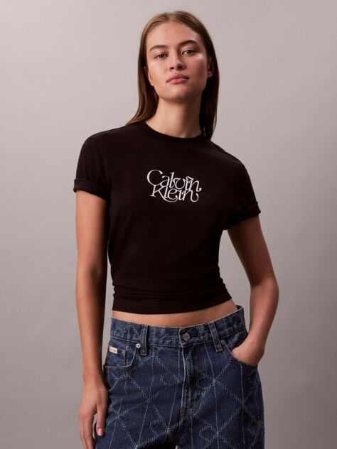 Negru Tricou Slim Cu Imprimeu Grafic Si Logo Script  Femei