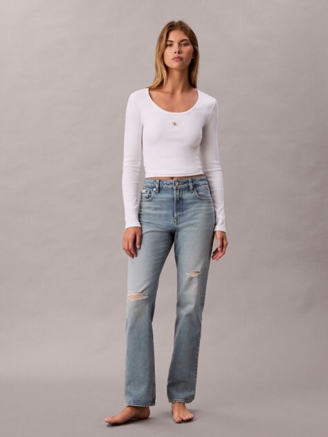 Denim Blugi Drepti Cu Talie Inalta  Femei