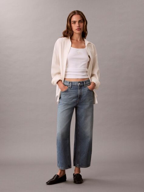 Denim Blugi Culotte Cu Talie Inalta  Femei