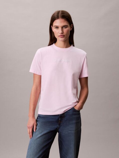 Roz Tricou Clasic Cu Logo Foil  Femei