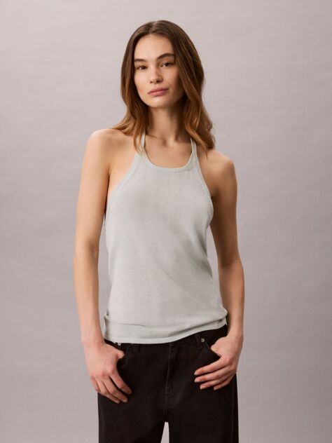 Verde Top Halter-Neck Din Amestec De In  Femei
