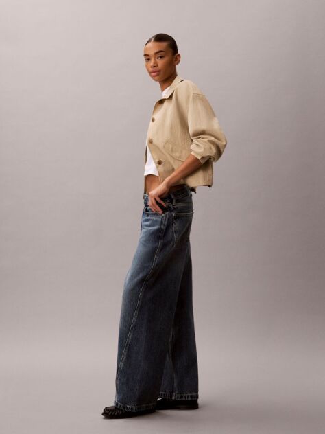 Denim Blugi Baggy Cu Talie Joasa Si Cusaturi Rasucite  Femei