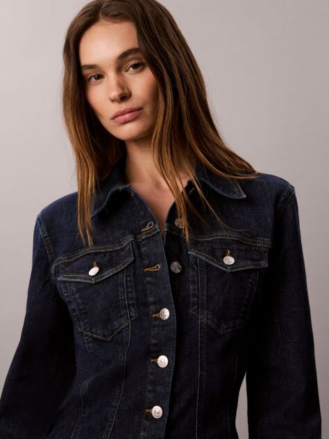 Denim Camasa Trucker Din Denim Sculpt Cu Nasturi  Femei