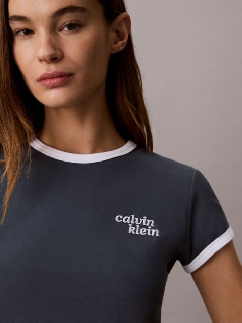 Albastru Tricou Ringer Cu Logo Brodat  Femei