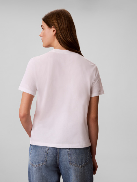 White Two-Tone Logo Crew Neck T-Shirt  Women