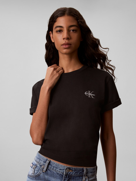 Black Monologo Boxy T-Shirt  Women