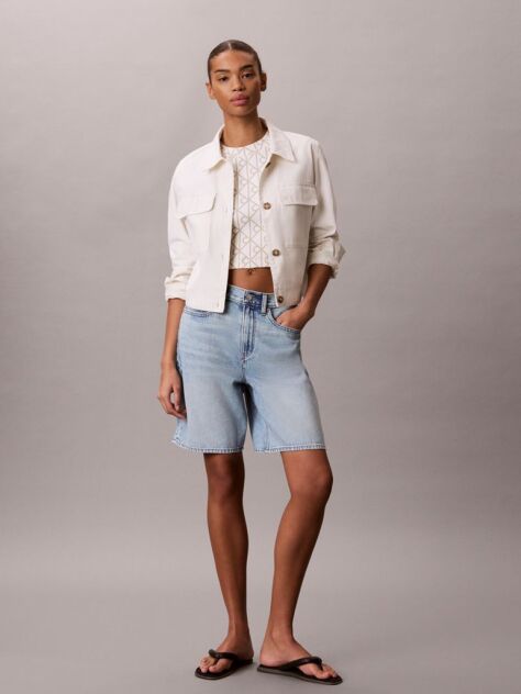 Alb Tricou Cropped Cu Imprimeu Emblema  Femei