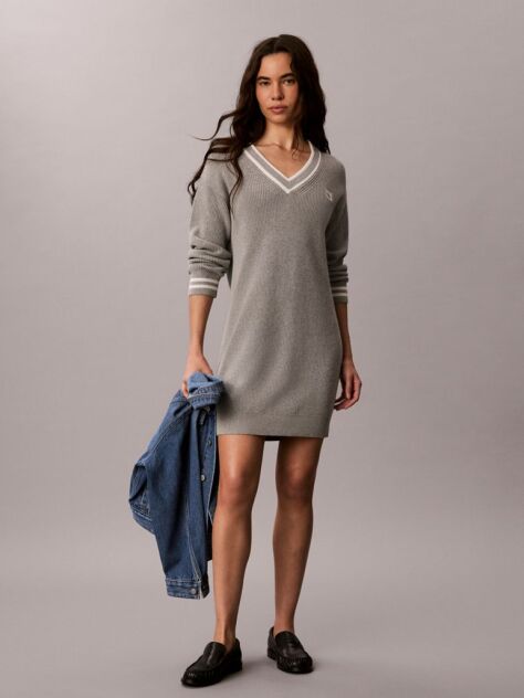 Gri Rochie Tricotata Din Bumbac, Tip Pulover  Femei