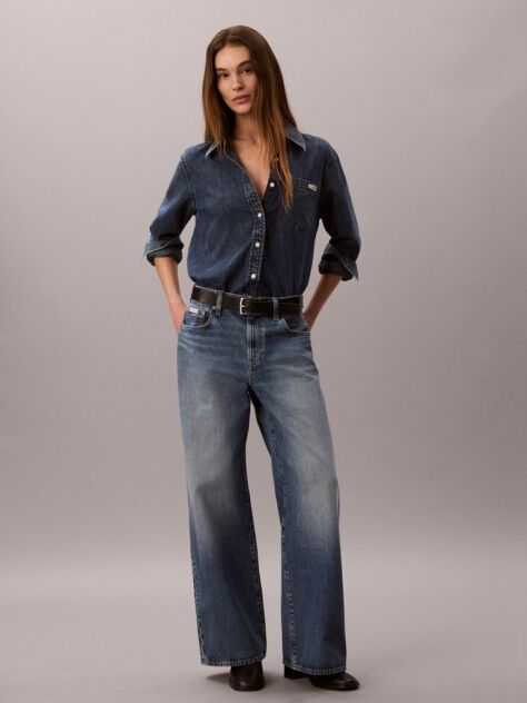 Denim Blugi Cu Croiala Larga  Femei