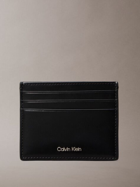 Negru Portcard Din Piele Cu Protectie RFID Si Logo Emblematic  Barbati