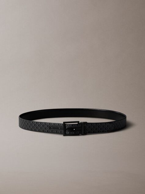 Black Reversible Emblem Logo Belt  Men