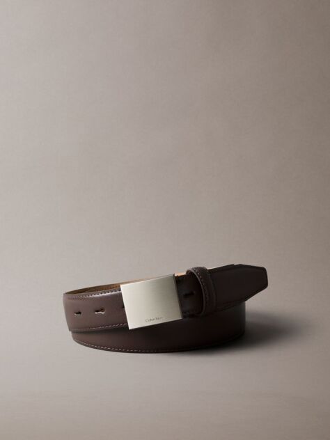 Multi Full Grain Leather Plaque Buckle Belt  Men