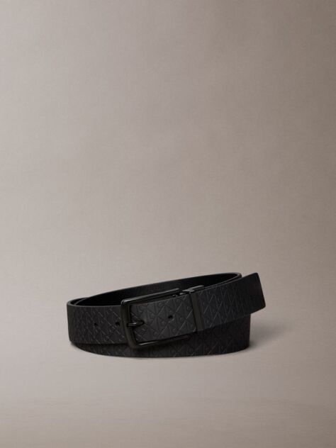 Negru Curea Reversibila Din Piele Full-Grain  Barbati
