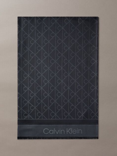 Black Soft Tonal Logo Scarf  Men