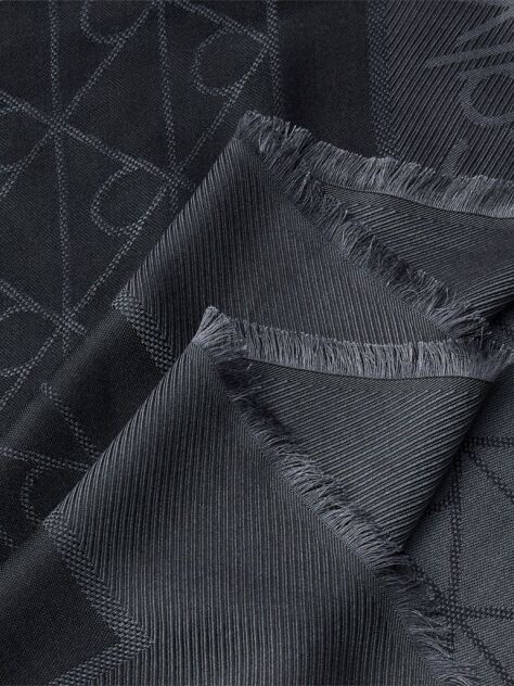 Black Soft Tonal Logo Scarf  Men