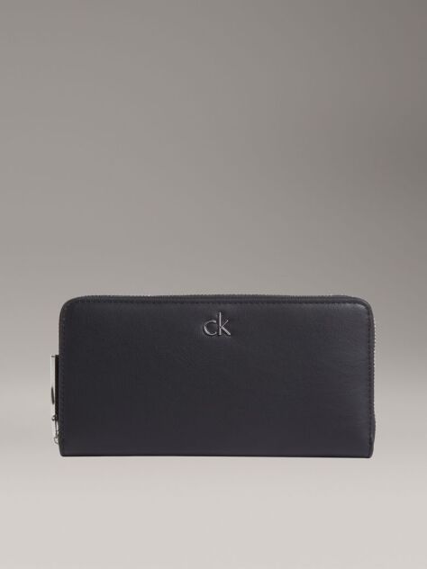 Black Large Zip-Around Wallet  Women