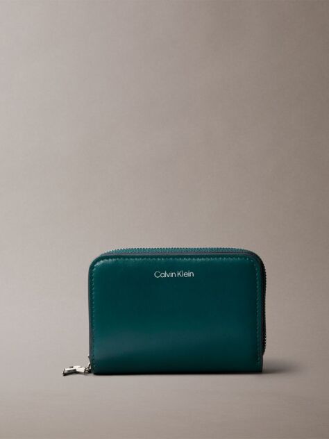 Green Leather Medium Zip Wallet  Women