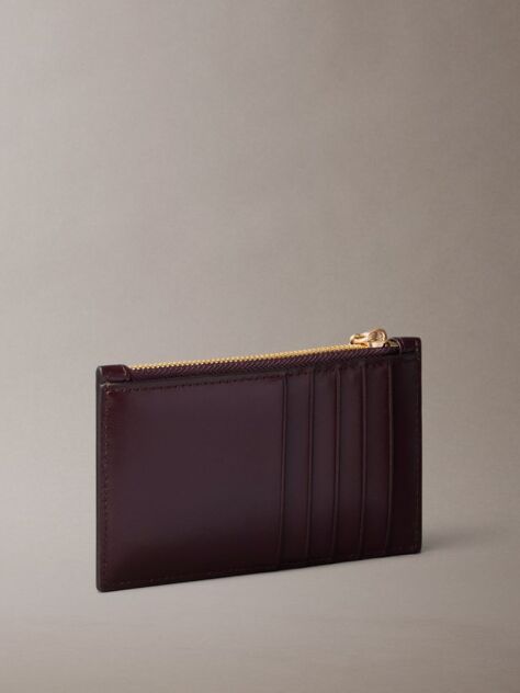 Red Leather Zip Card Holder  Women
