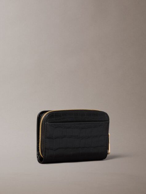 Negru Portofel Din Piele Cu Efect Croco Si Protectie RFID  Femei