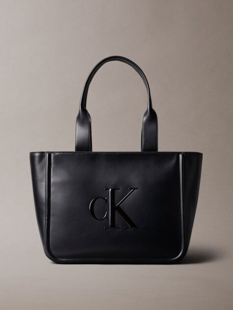 Black Embossed Monogram Logo Tote Bag  Women