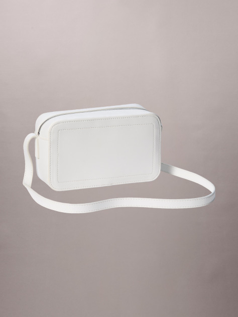 Alb Geanta Tip Camera Cu Logo Monograma In Relief  Femei