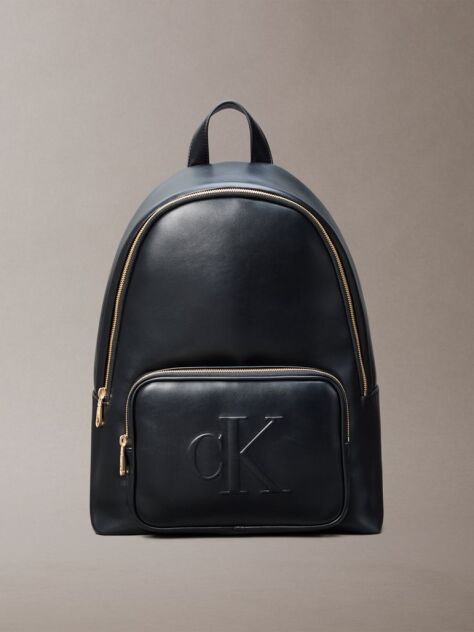 Negru Rucsac Cu Logo Monogram Embosat  Femei