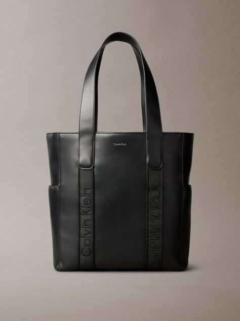 Black Jacquard Logo Laptop Tote Bag  Women