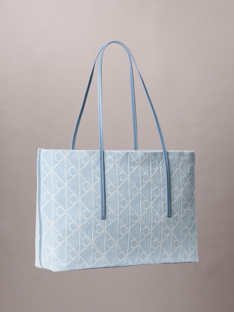 Denim Large Denim Jacquard Tote Bag with Pouch  Women