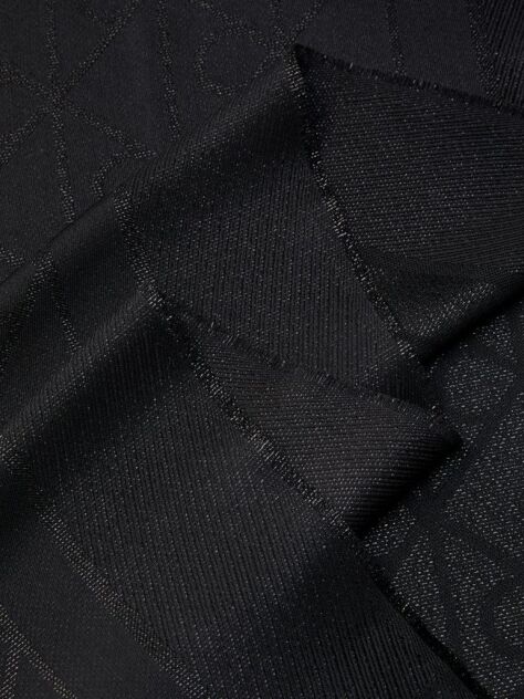 Black Allover Emblem Logo Shine Scarf  Women
