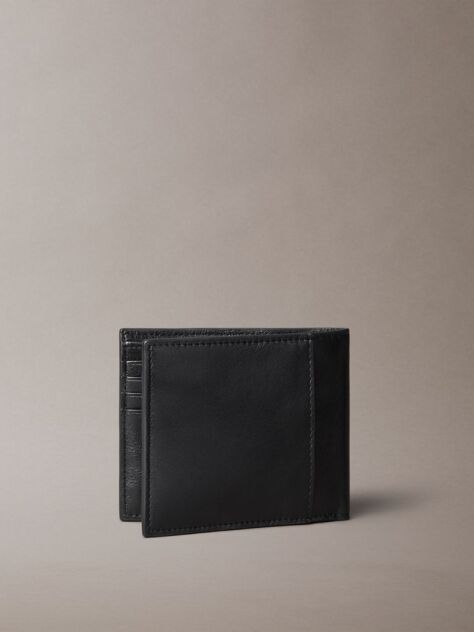 Black Leather RFID Billfold Wallet  Men