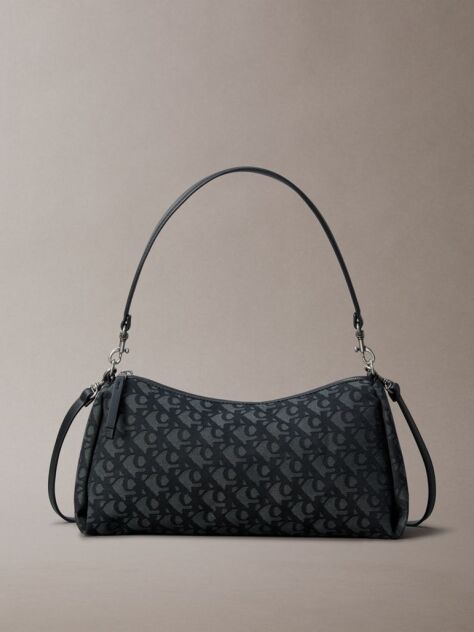 Black Logo Jacquard Shoulder Bag  Women
