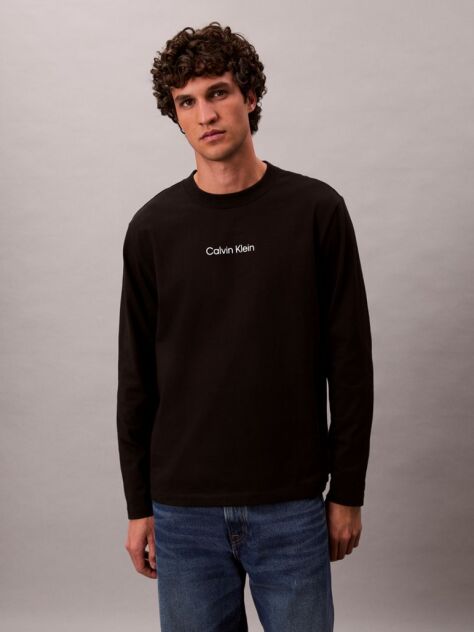 Black Relaxed Long Sleeve T-shirt  Men