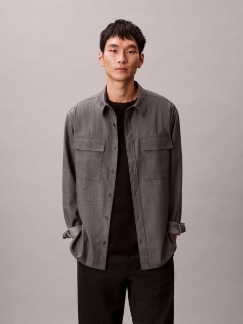 Grey Melange Button-Down Easy Shirt  Men