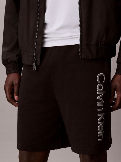 Negru Pantaloni Scurti Din Bumbac Terry Cu Logo Grafic  Barbati