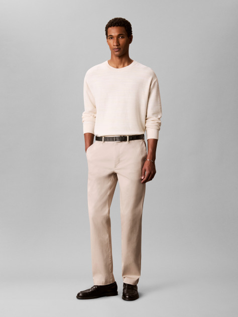 Bej Pantaloni Chino Drepti, Cu Talie Semi-Elastica  Barbati