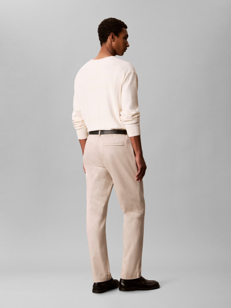 Bej Pantaloni Chino Drepti, Cu Talie Semi-Elastica  Barbati