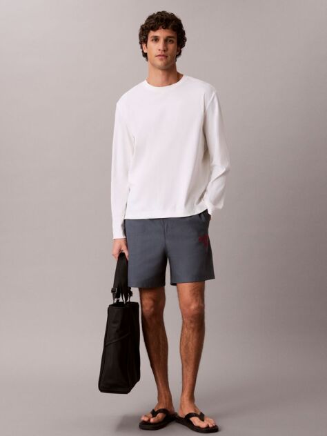 Albastru Pantaloni Scurti Jogger Cu Logo Brodat  Barbati