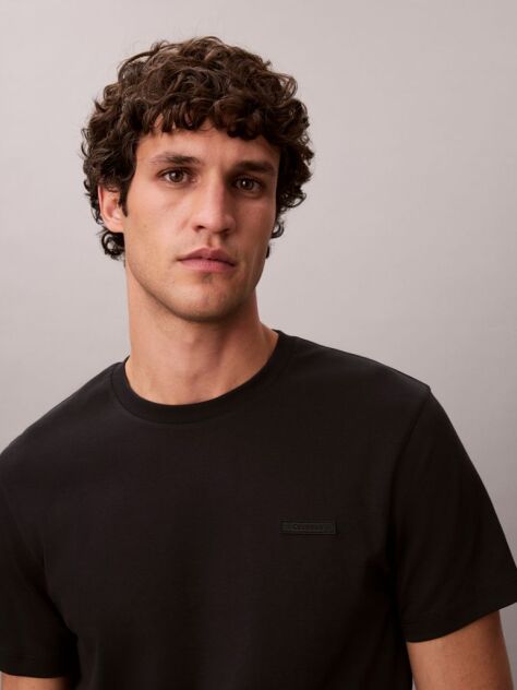 Negru Tricou Slim Din Bumbac Cu Emblema  Barbati